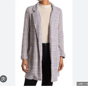 Chic Pink and Blue Tweed Coat